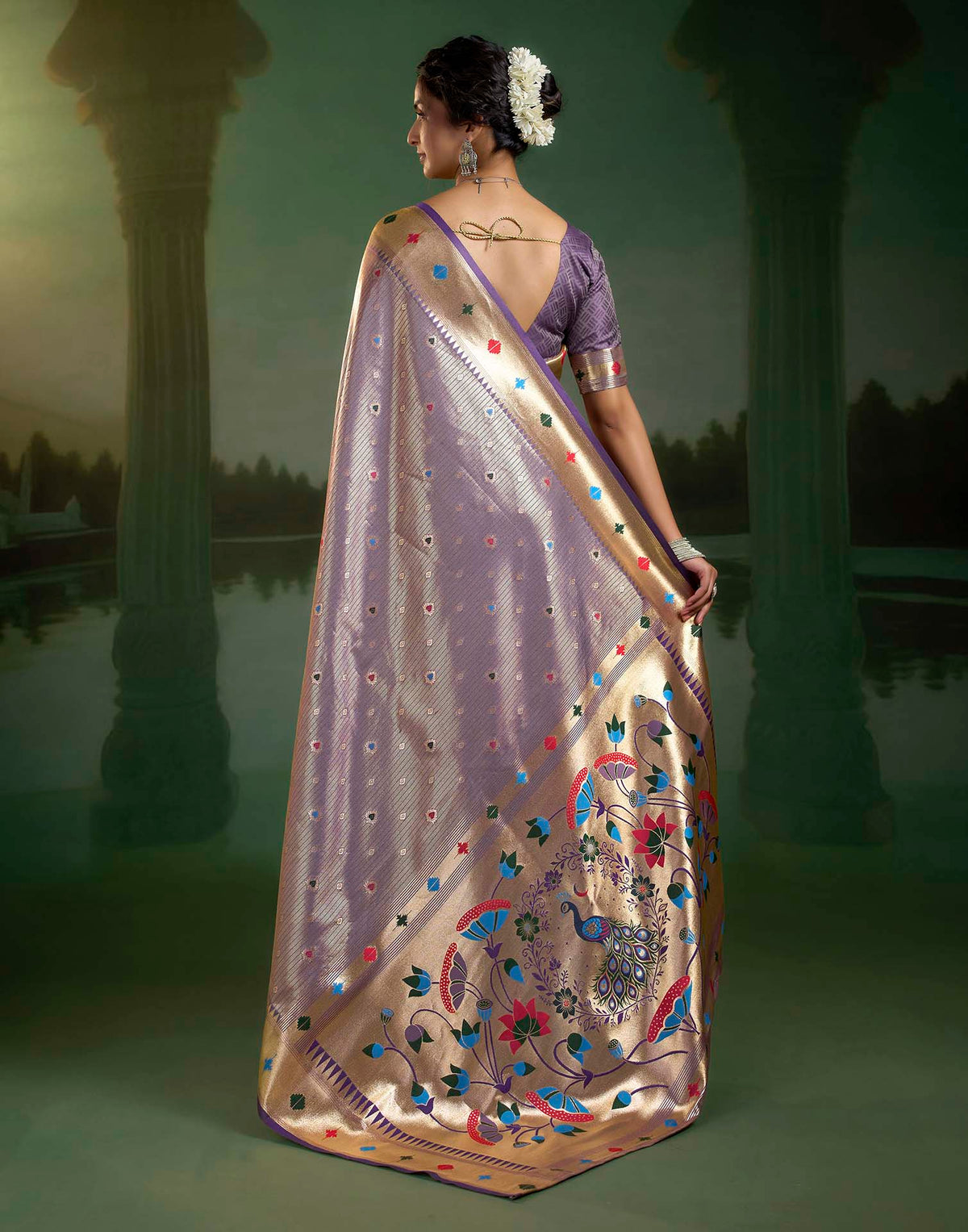 Lilac Purple Silk Woven Paithani Saree