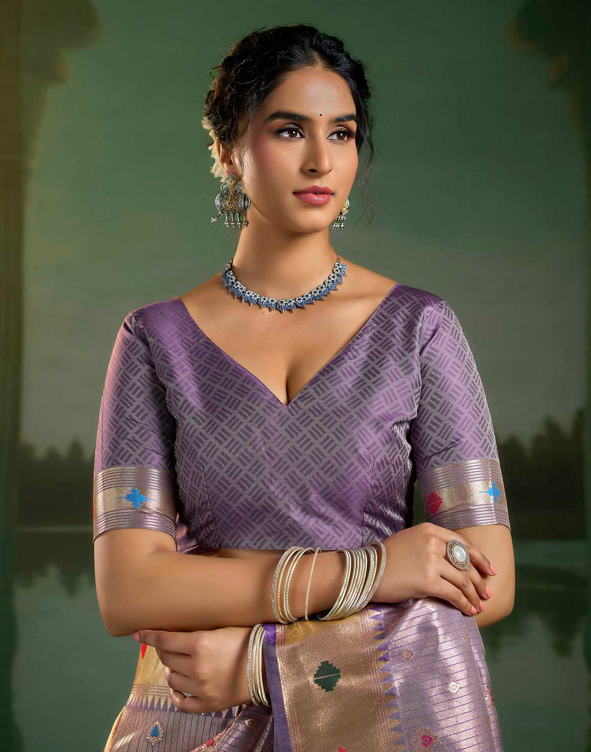 Lilac Purple Silk Woven Paithani Saree