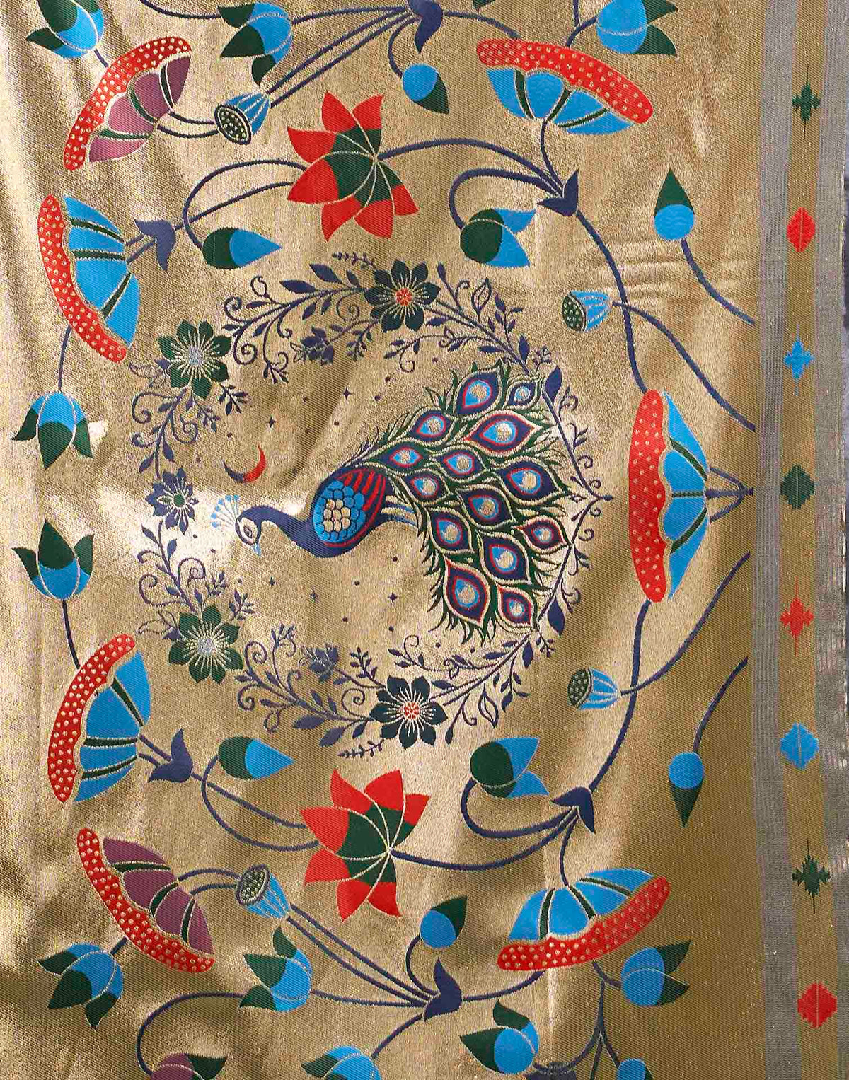 Blue Steel Grey Silk Woven Paithani Saree