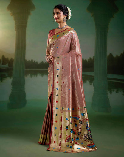 Blush Pink Silk Woven Paithani Saree
