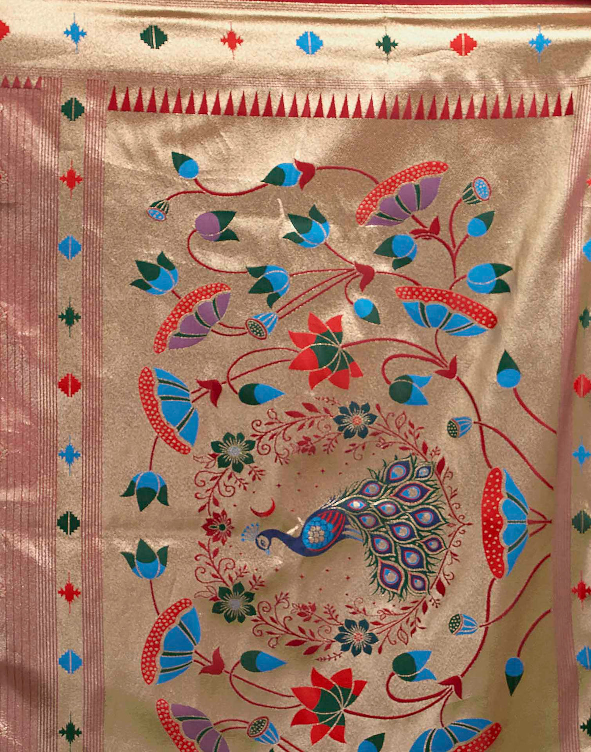 Blush Pink Silk Woven Paithani Saree