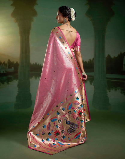 Rani Pink Silk Woven Paithani Saree