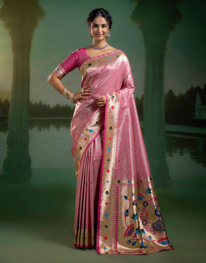 Rani Pink Silk Woven Paithani Saree