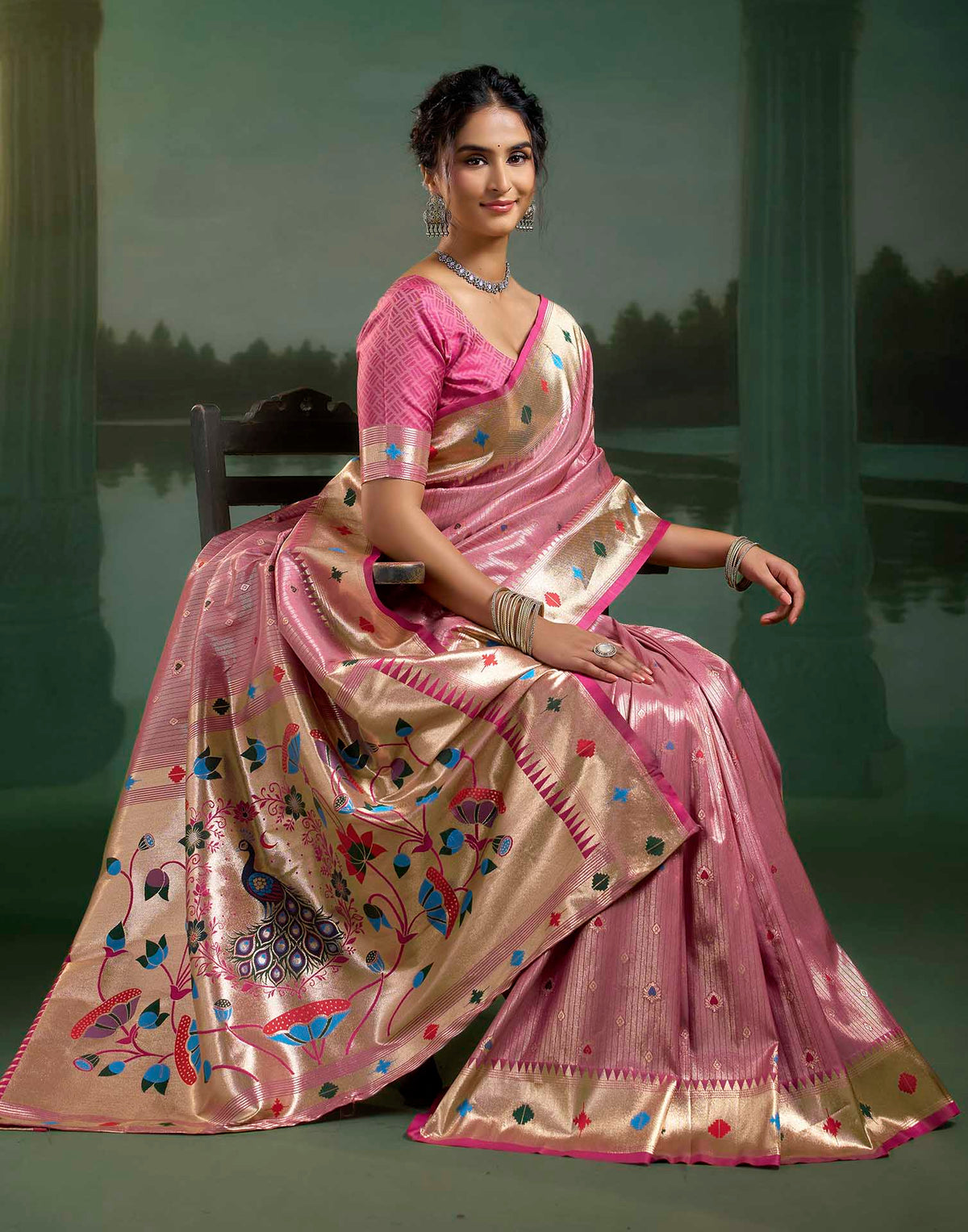 Rani Pink Silk Woven Paithani Saree