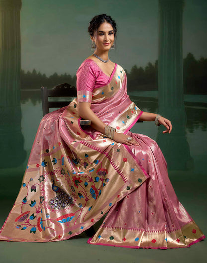 Rani Pink Silk Woven Paithani Saree