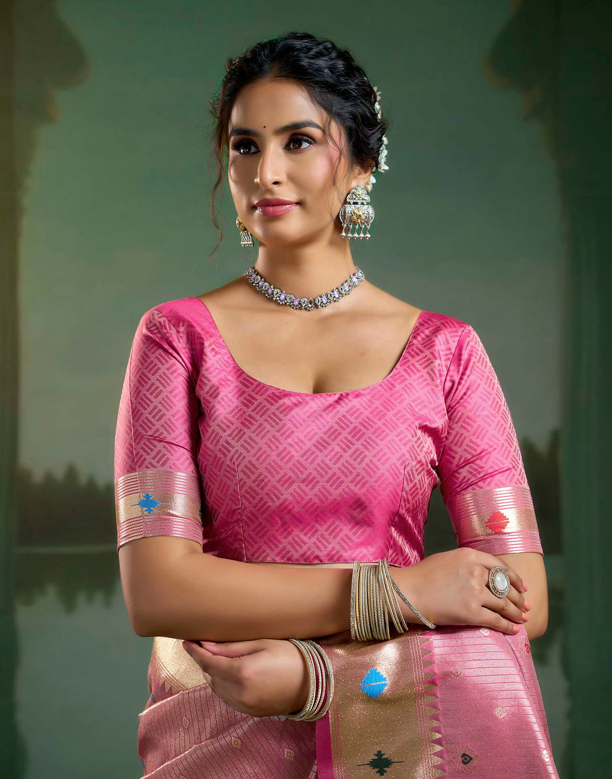 Rani Pink Silk Woven Paithani Saree