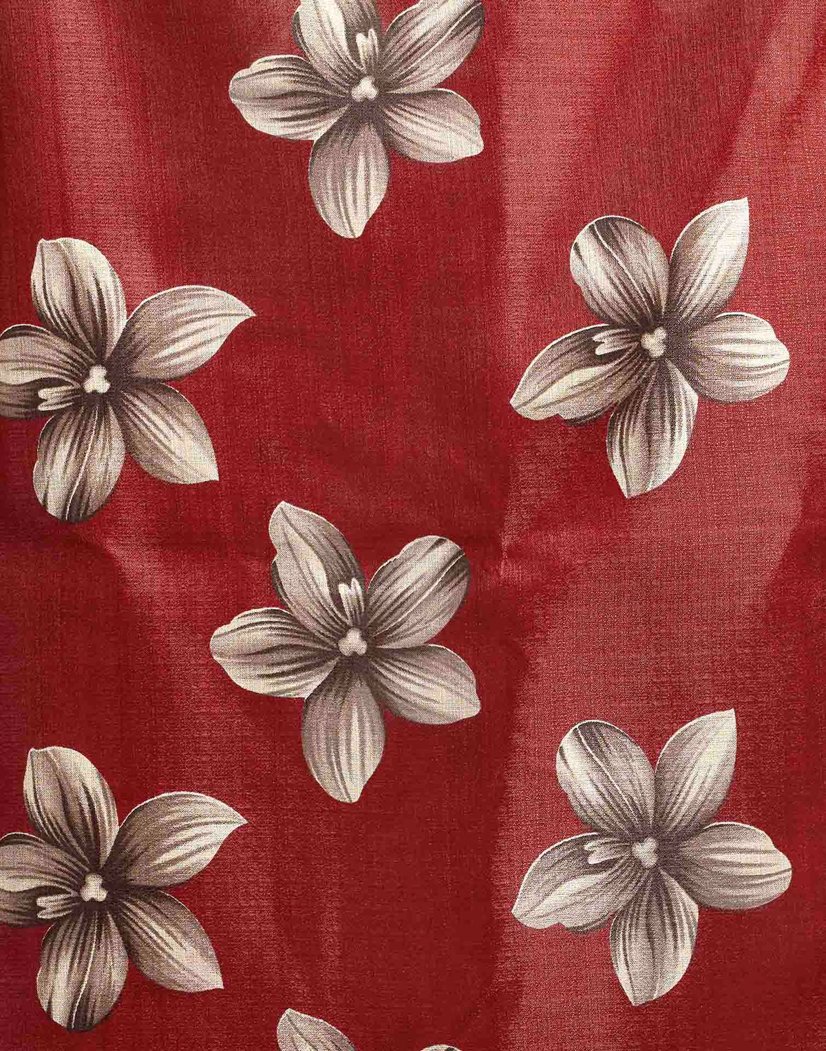 Red Linen Floral Printed Saree