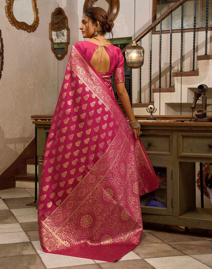Magenta Silk Woven Banarasi Saree