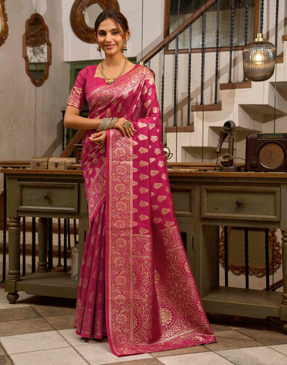 Magenta Silk Woven Banarasi Saree