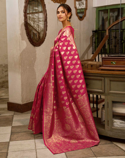 Magenta Silk Woven Banarasi Saree