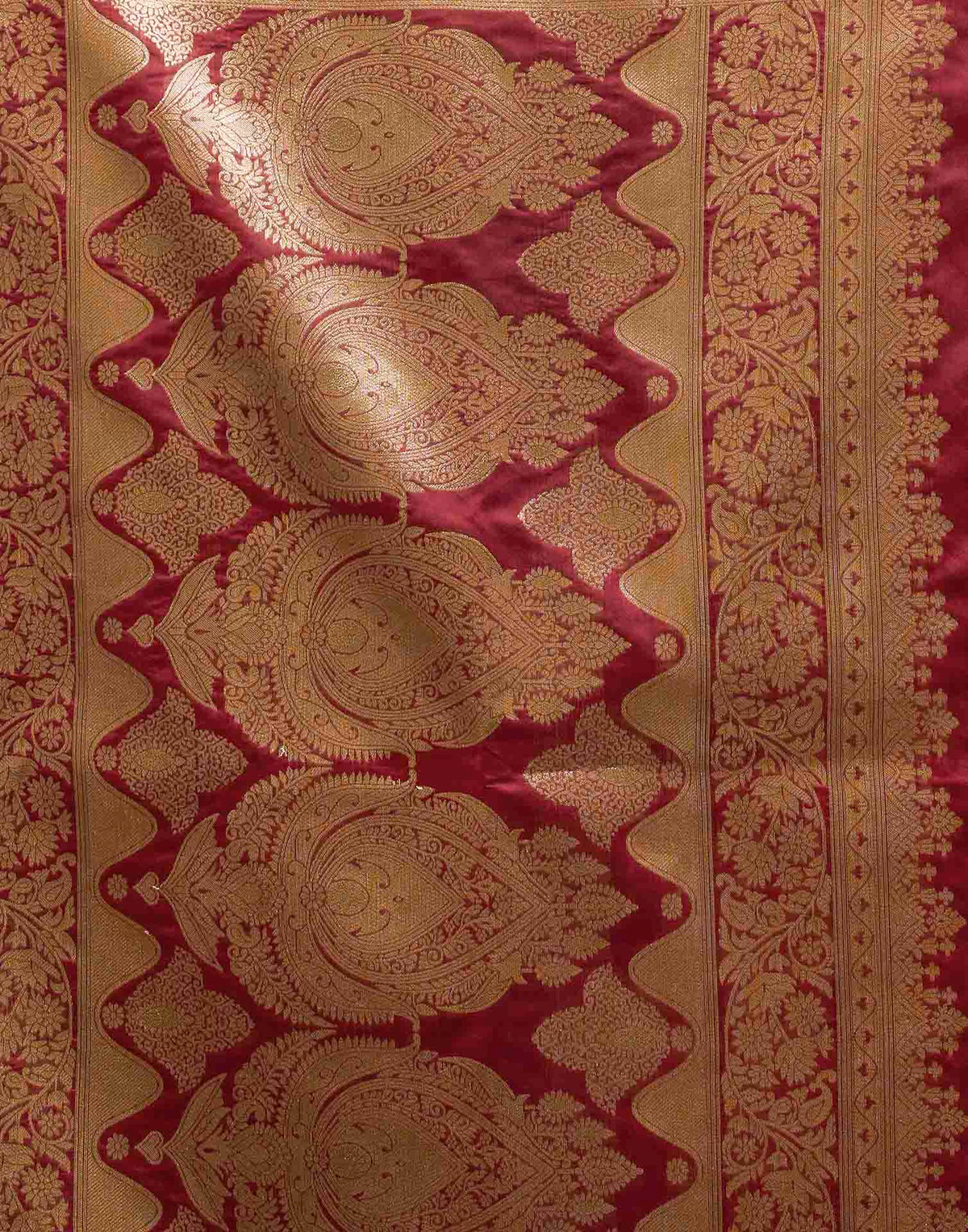 Maroon Silk Woven Banarasi Saree
