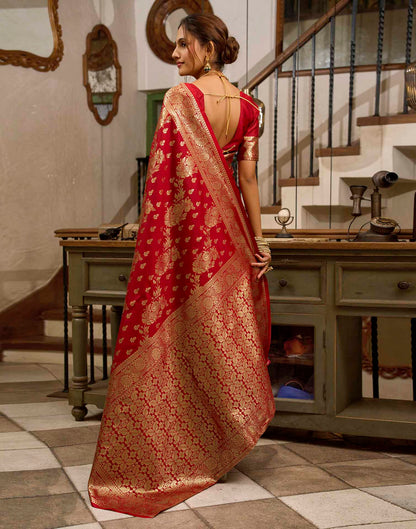 Red Silk Woven Banarasi Saree
