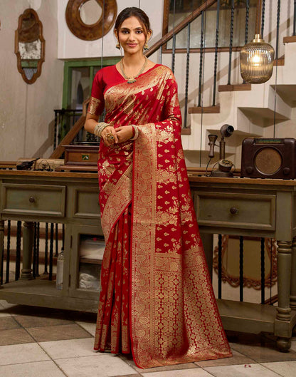 Red Silk Woven Banarasi Saree