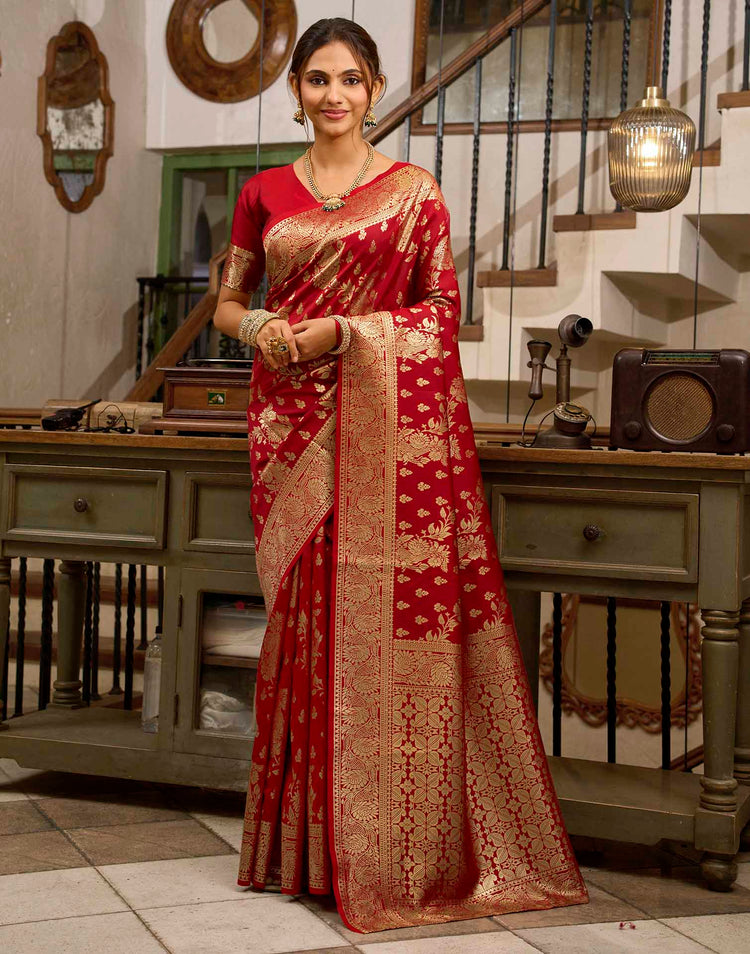 Red Silk Woven Banarasi Saree