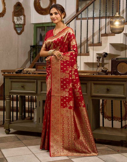 Red Silk Woven Banarasi Saree