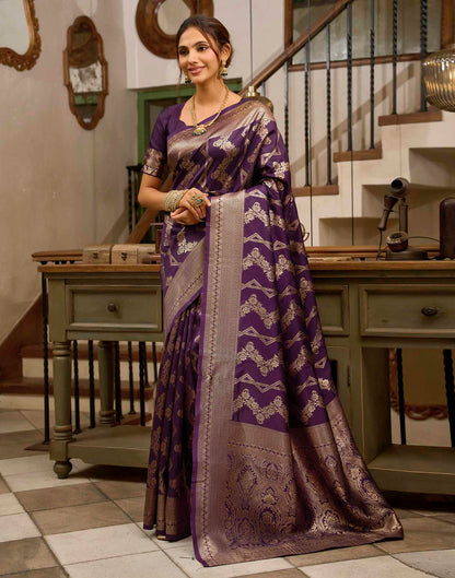 Royal Purple Silk Woven Banarasi Saree
