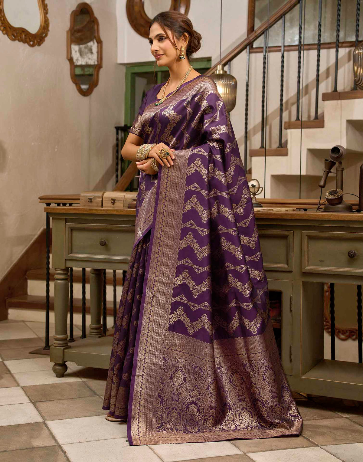 Royal Purple Silk Woven Banarasi Saree