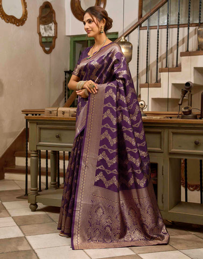 Royal Purple Silk Woven Banarasi Saree