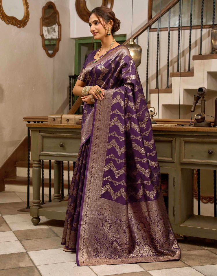 Royal Purple Silk Woven Banarasi Saree