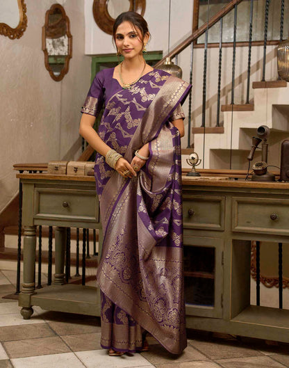 Royal Purple Silk Woven Banarasi Saree