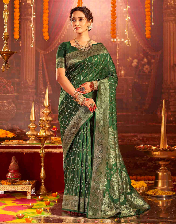 Dark Green Silk Woven Banarasi Saree