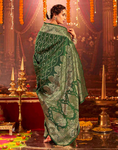 Dark Green Silk Woven Banarasi Saree