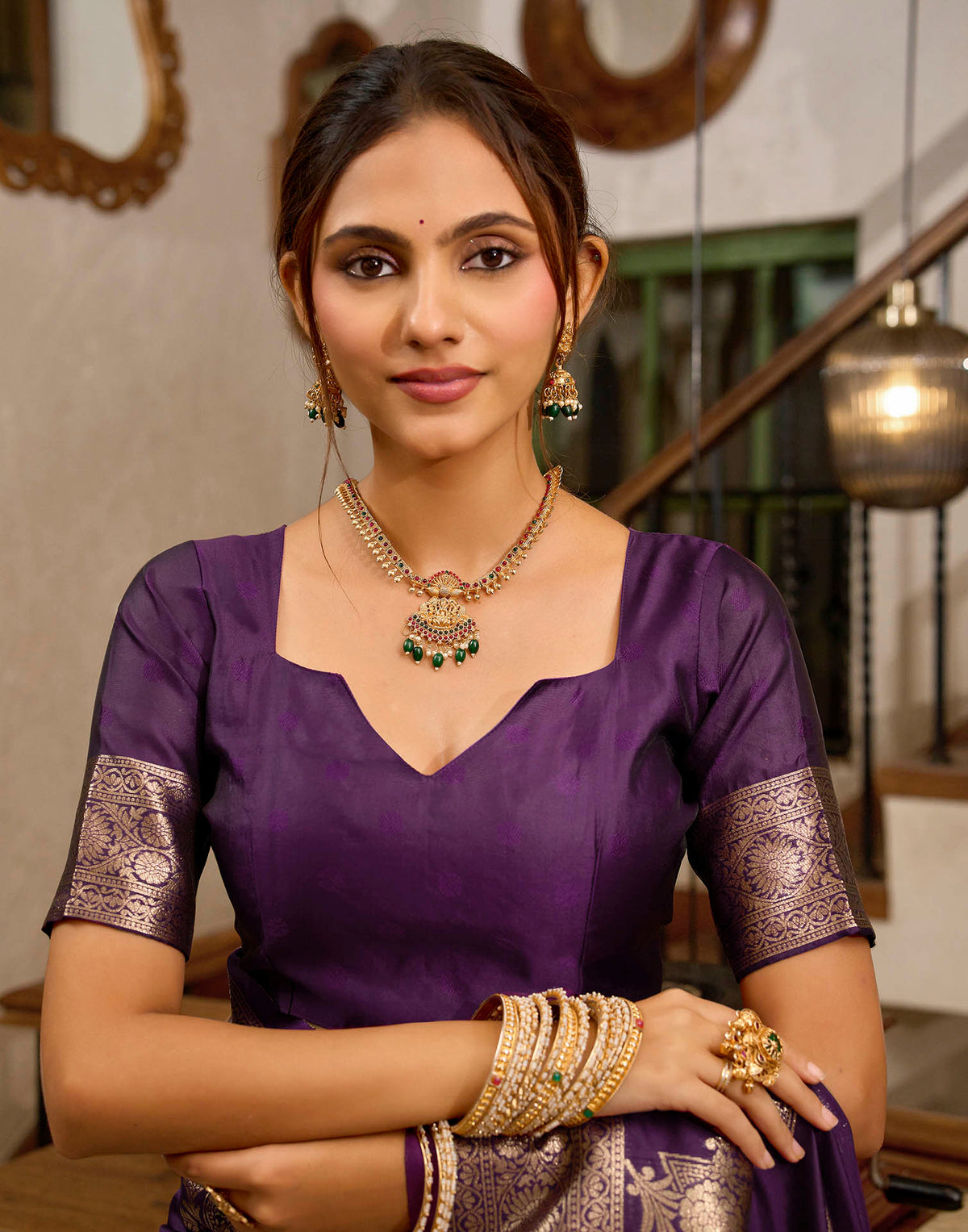 Wine Silk Woven Banarasi Saree