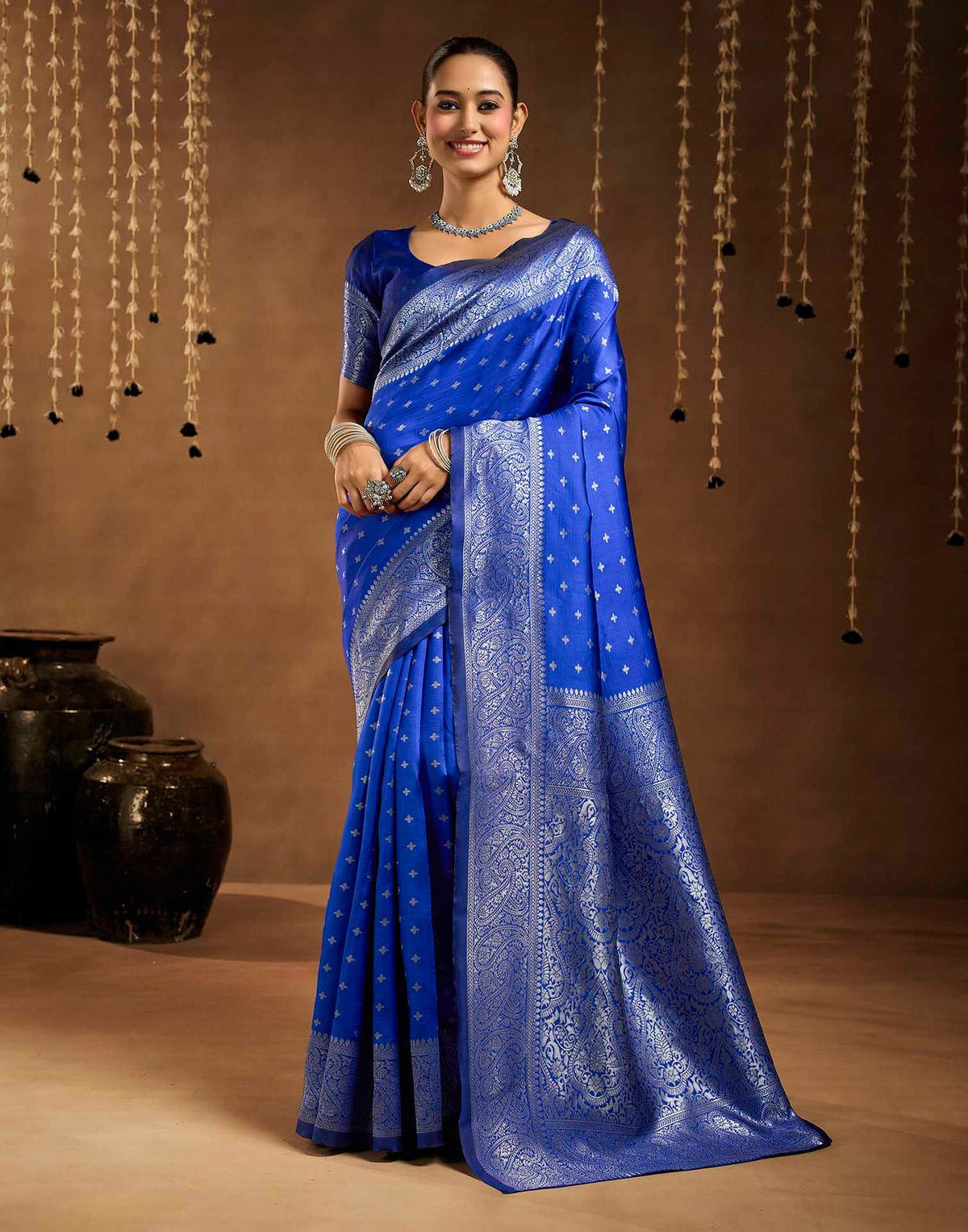 Blue Silk Woven Banarasi Saree