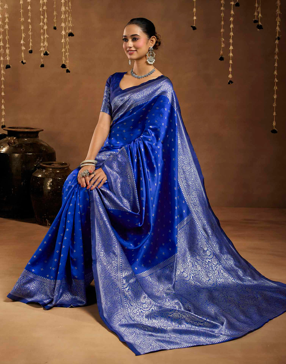Blue Silk Woven Banarasi Saree