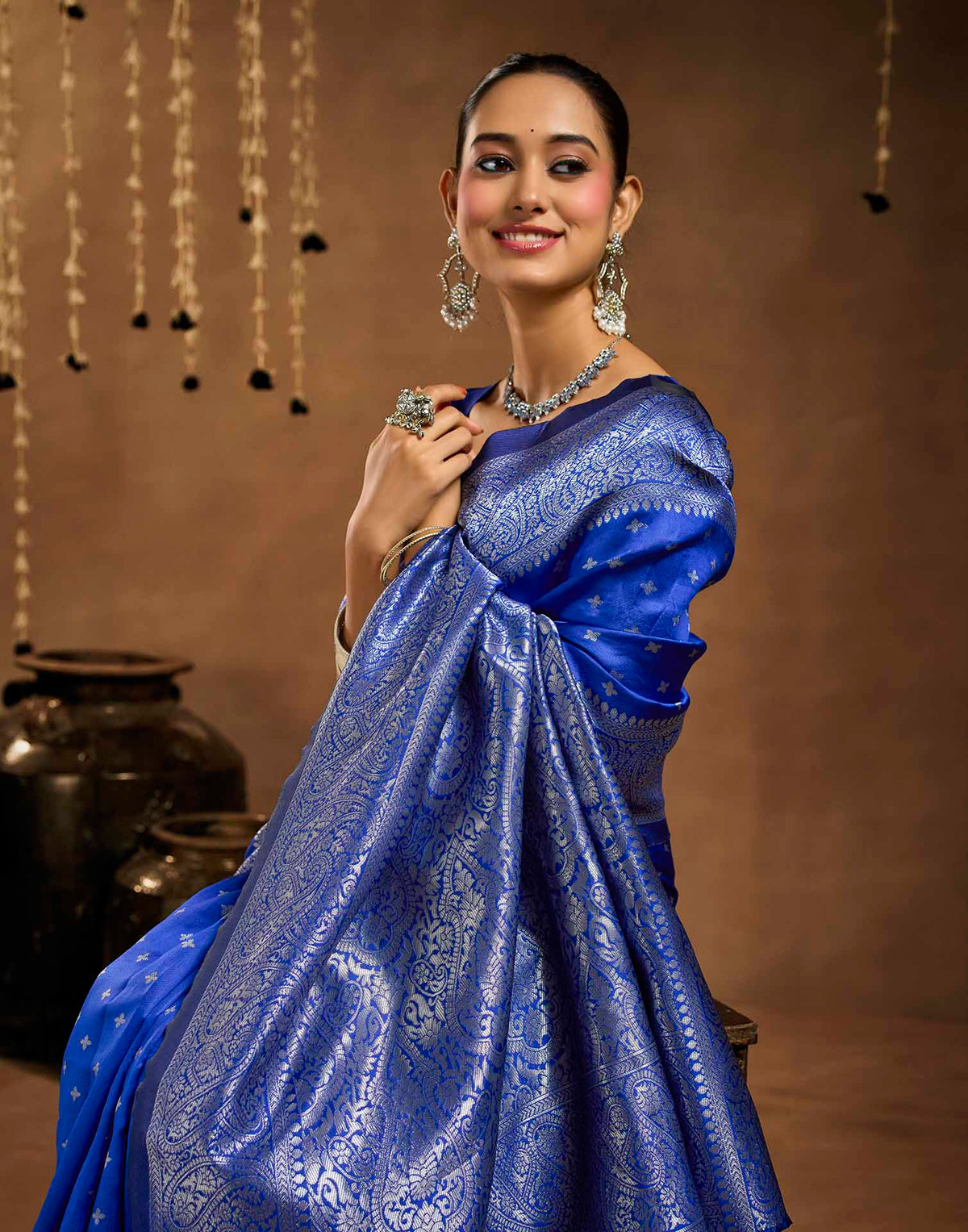 Blue Silk Woven Banarasi Saree