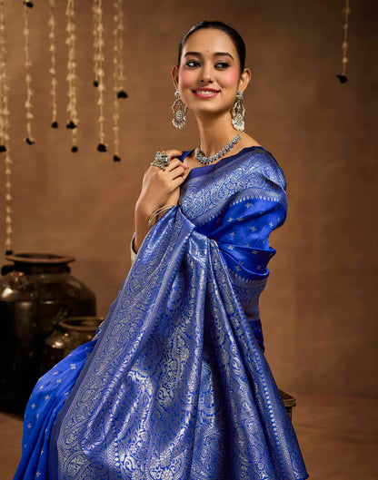 Blue Silk Woven Banarasi Saree