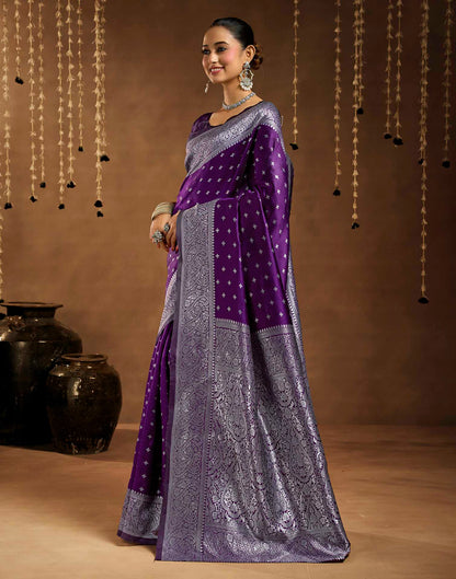 Wine Silk Woven Banarasi Saree