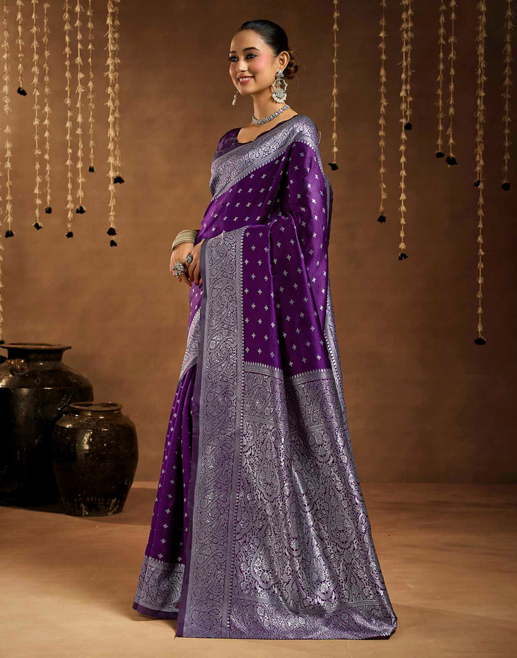 Wine Silk Woven Banarasi Saree
