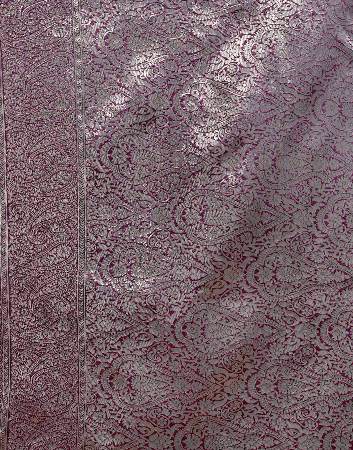 Wine Silk Woven Banarasi Saree