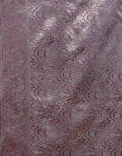 Wine Silk Woven Banarasi Saree