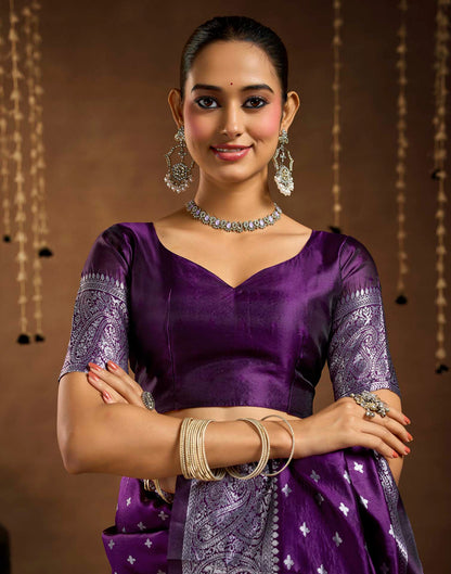 Wine Silk Woven Banarasi Saree