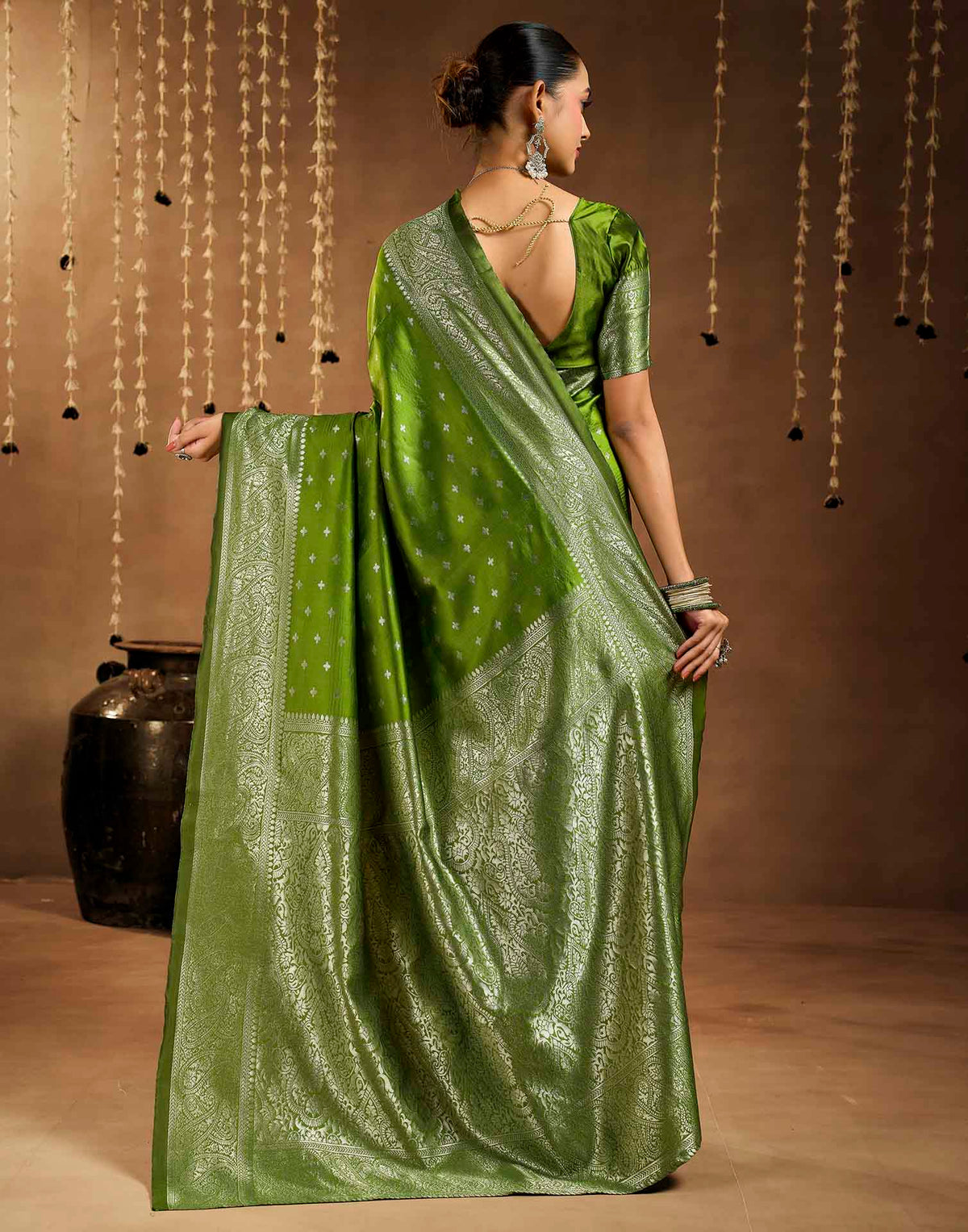 Green Silk Woven Banarasi Saree