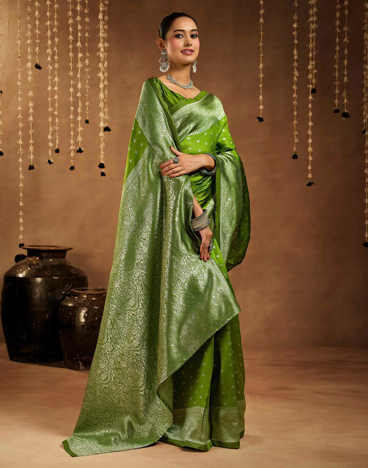 Green Silk Woven Banarasi Saree