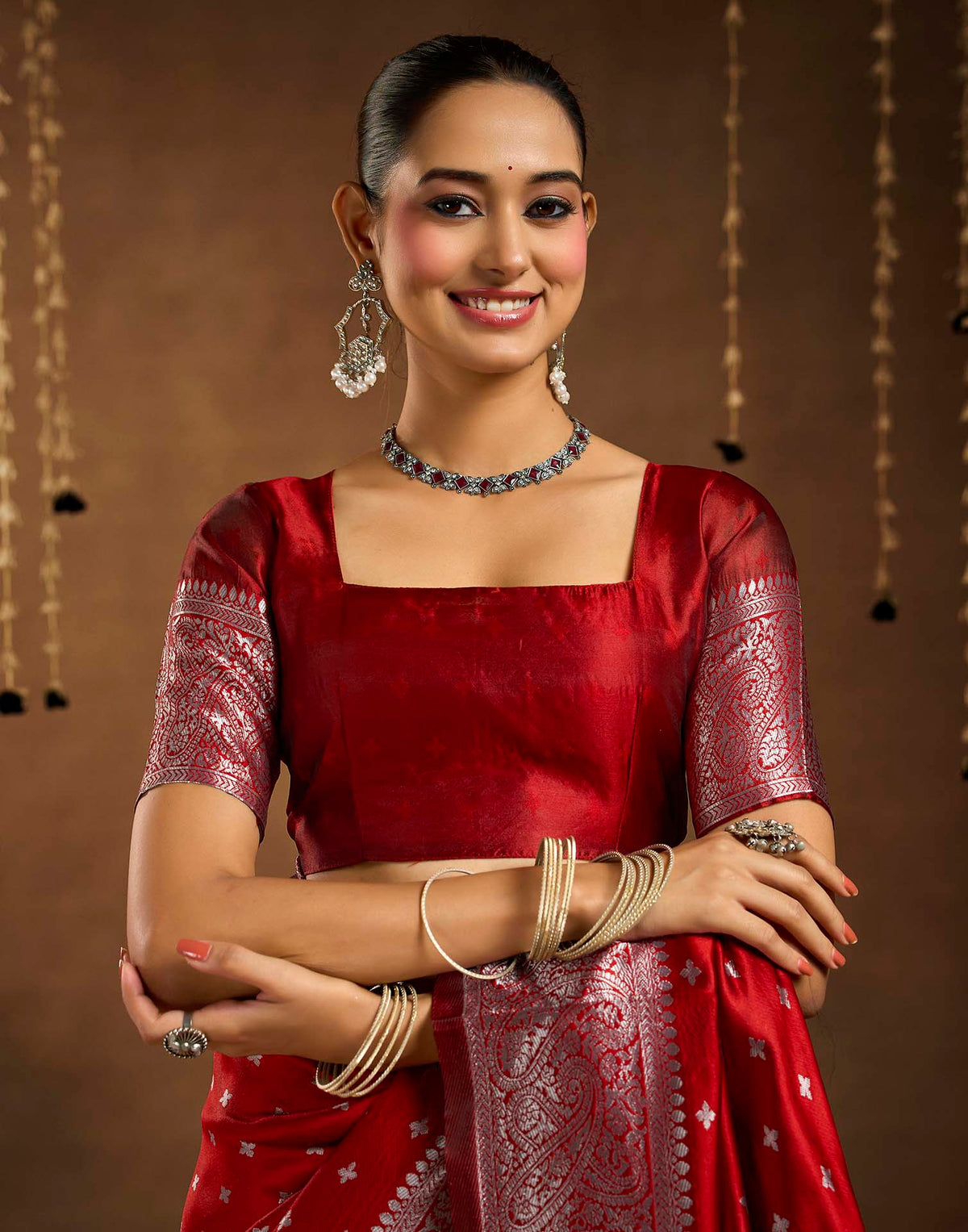 Red Silk Woven Banarasi Saree