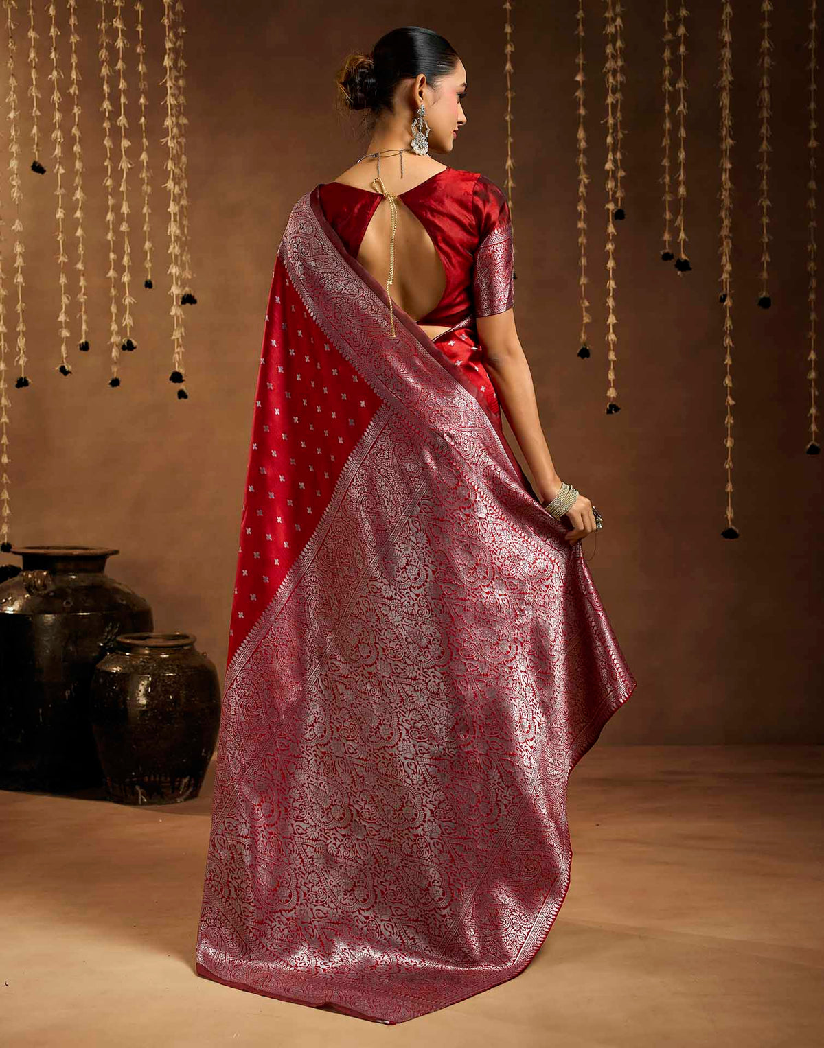 Red Silk Woven Banarasi Saree