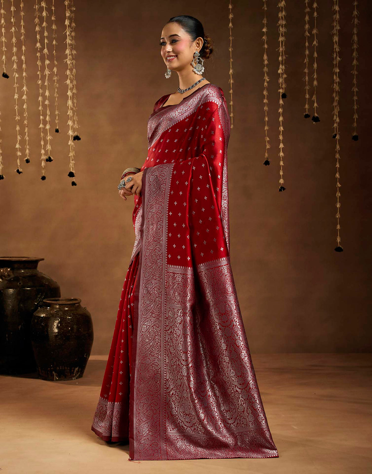 Red Silk Woven Banarasi Saree