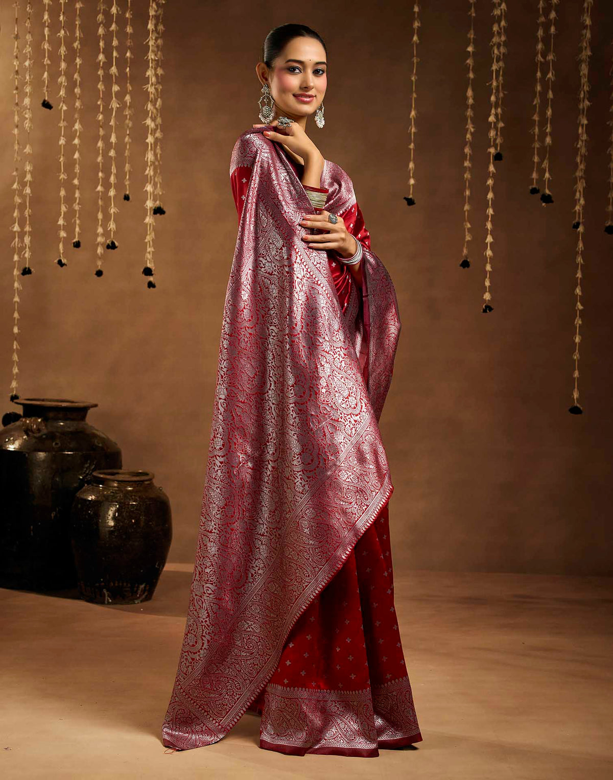 Red Silk Woven Banarasi Saree