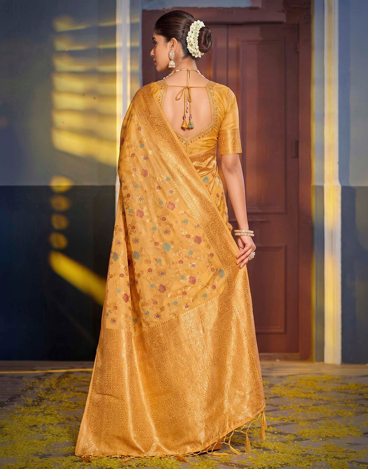 Turmeric Yellow Silk Woven Banarasi Saree