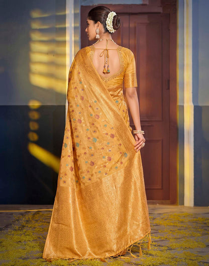 Turmeric Yellow Silk Woven Banarasi Saree