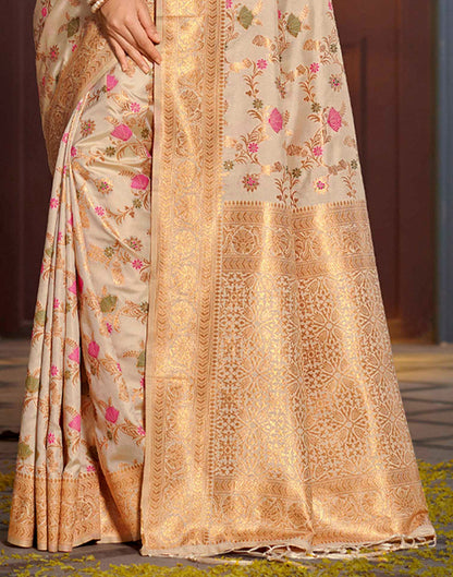 Off White Silk Woven Banarasi Saree