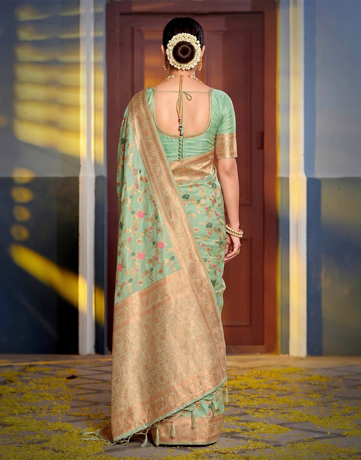 Pista Green Silk Woven Banarasi Saree