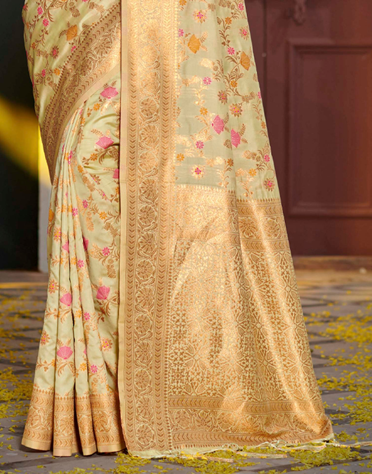 Pista Green Silk Woven Banarasi Saree