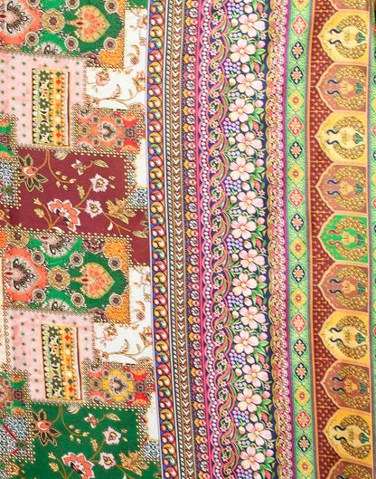 Multicoloured Viscose Silk Printed Ajrakh Saree
