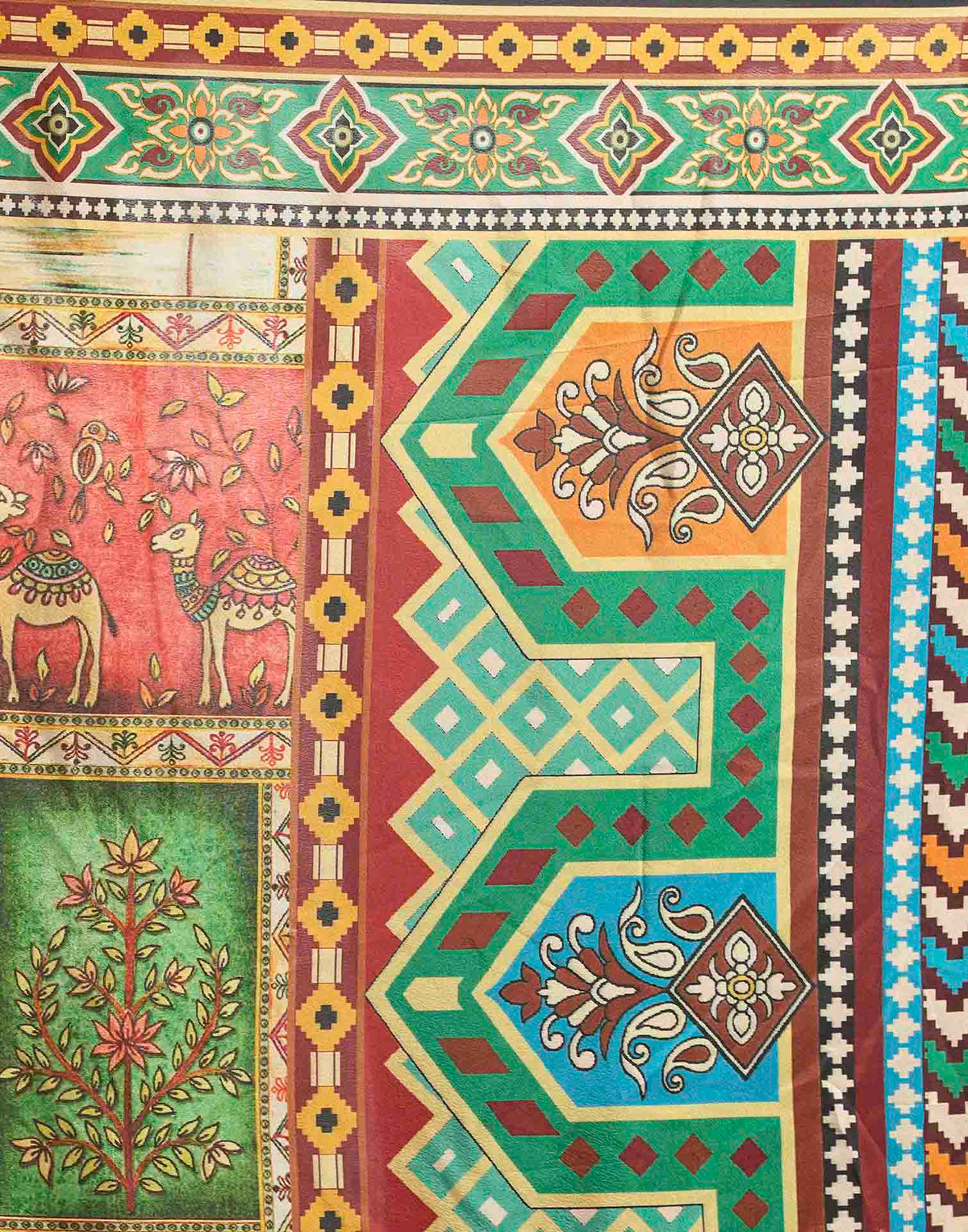 Multicoloured Viscose Silk Printed Kalamkari Saree