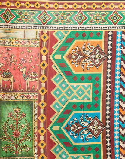 Multicoloured Viscose Silk Printed Kalamkari Saree